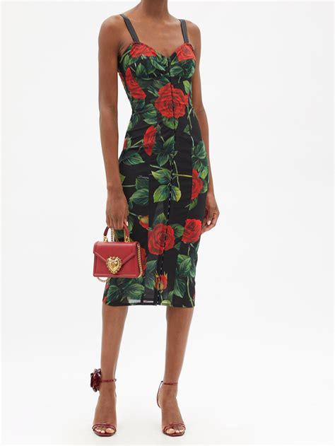 dolce gabbana red rose dress